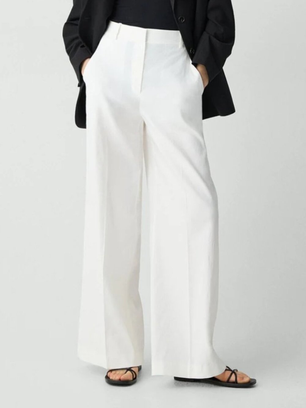 Theory White Straight-Leg Jumpsuit Pants